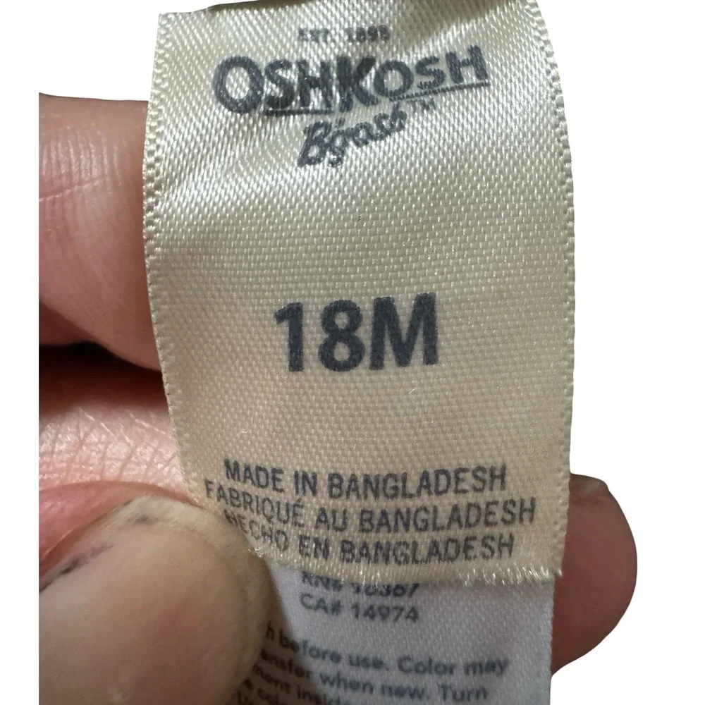 OshKosh B'gosh Overalls Toddler 18M Blue Hickory Stripe Good Carpenter Denim